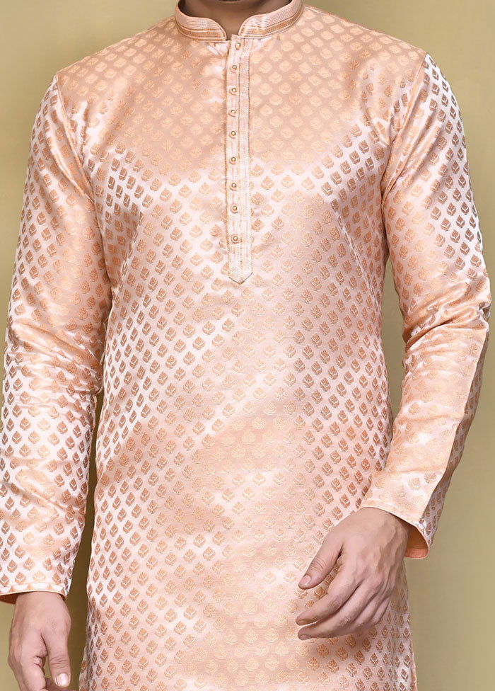 2 Pc Rust Silk Kurta Pajama Set