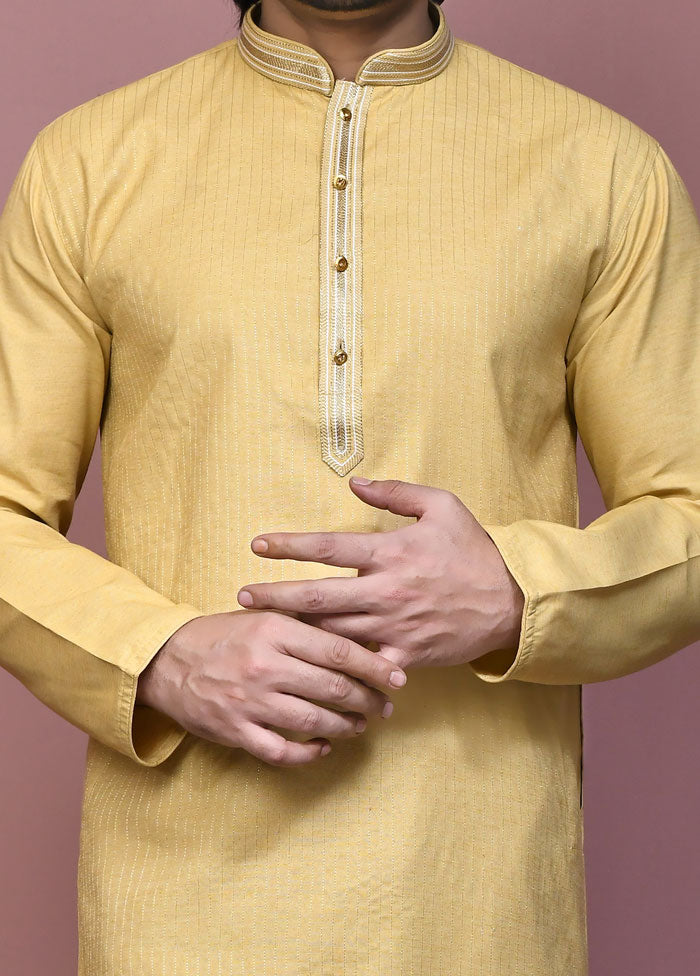 2 Pc Cream Cotton Kurta Pajama Set