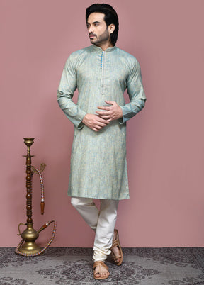 2 Pc Pista Green Cotton Kurta Pajama Set