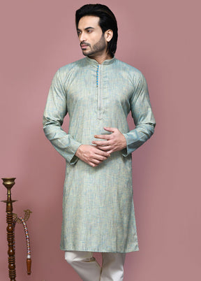 2 Pc Pista Green Cotton Kurta Pajama Set