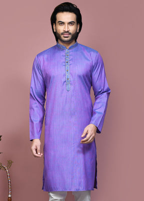 2 Pc Purple Cotton Kurta Pajama Set