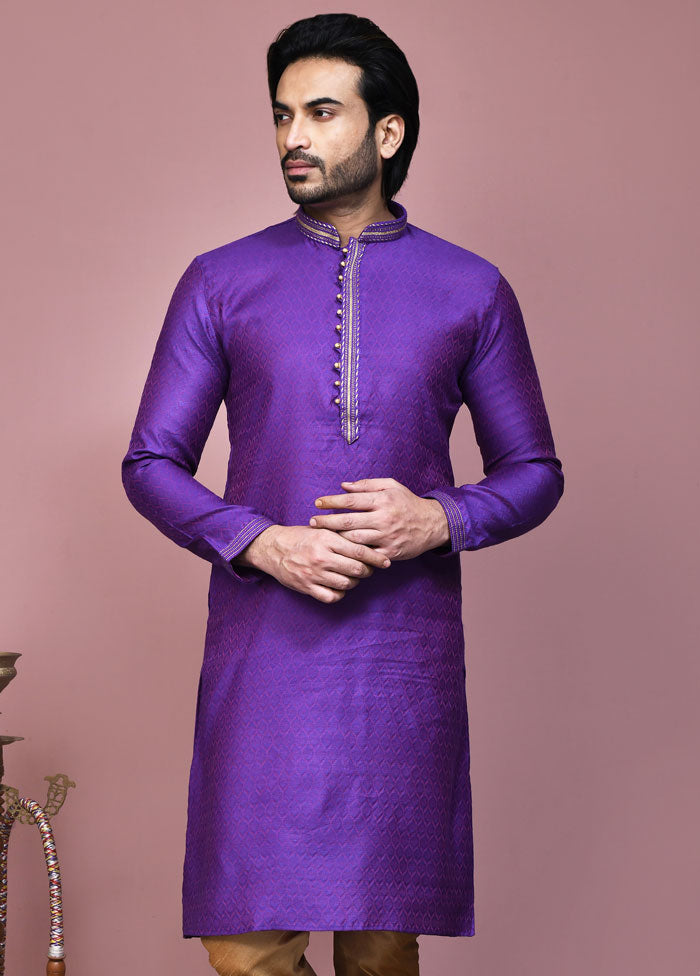 2 Pc Purple Cotton Kurta Pajama Set