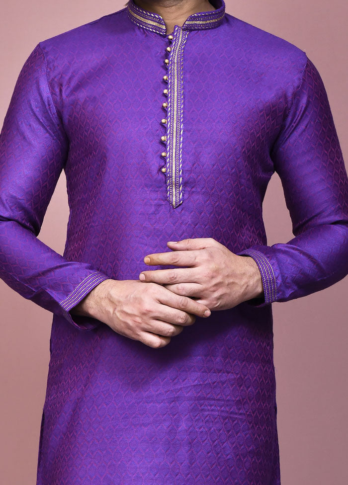 2 Pc Purple Cotton Kurta Pajama Set