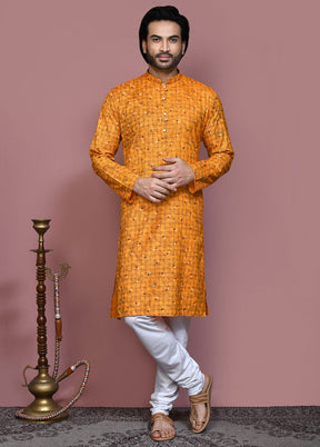 2 Pc Mustard Cotton Kurta Pajama Set