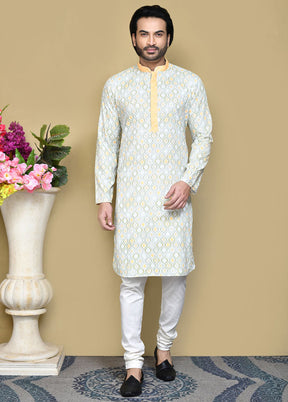 2 Pc Lemon Cotton Kurta Pajama Set