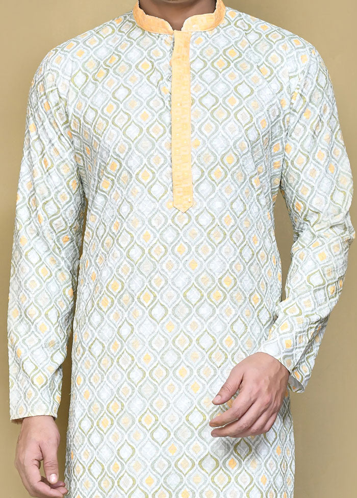 2 Pc Lemon Cotton Kurta Pajama Set