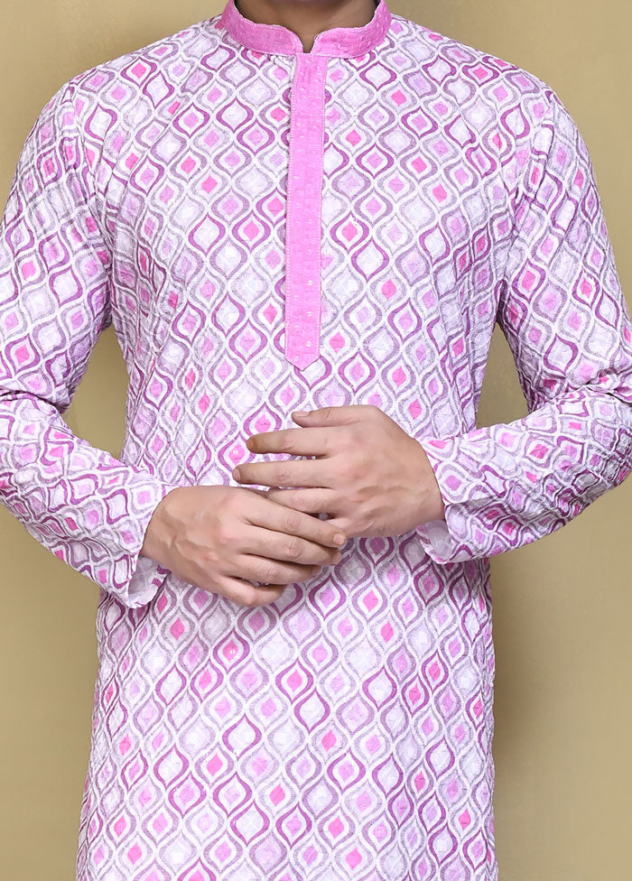 2 Pc Pink Cotton Kurta Pajama Set