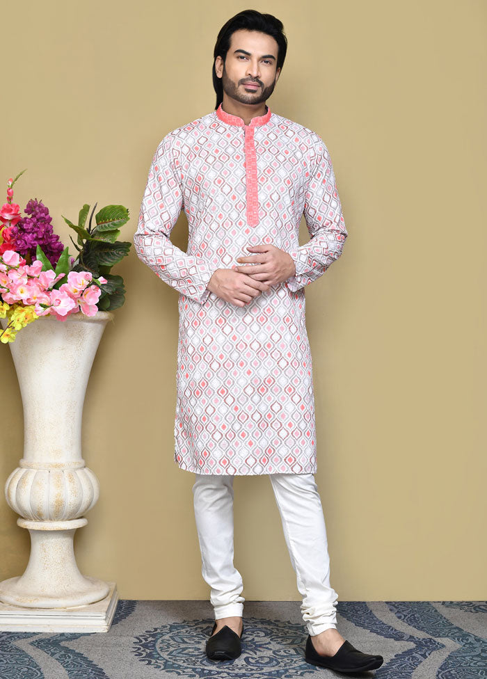 2 Pc Rust Cotton Kurta Pajama Set