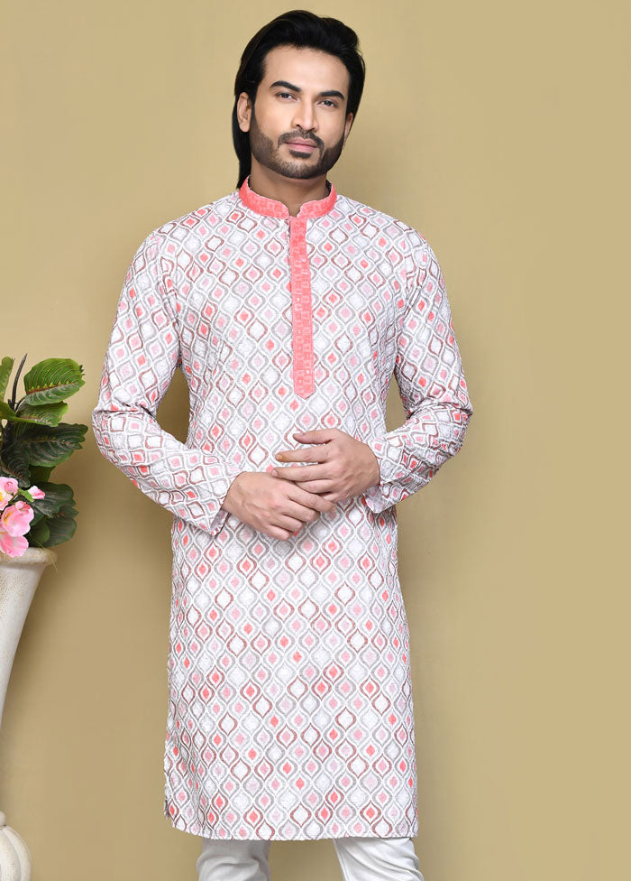 2 Pc Rust Cotton Kurta Pajama Set