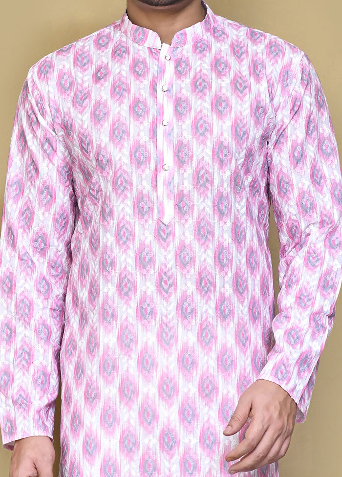 2 Pc Pink Cotton Kurta Pajama Set