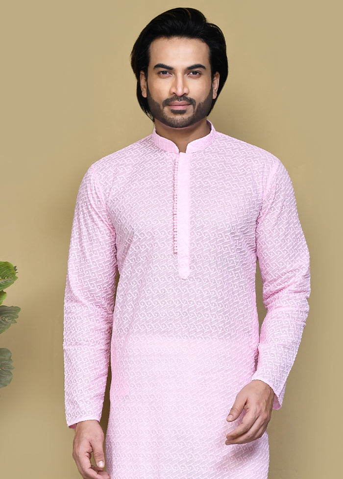 2 Pc Pink Cotton Kurta Pajama Set