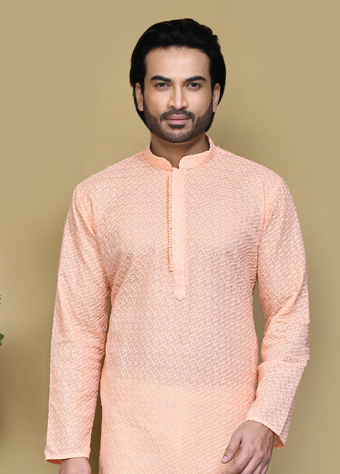 2 Pc Rust Cotton Kurta Pajama Set