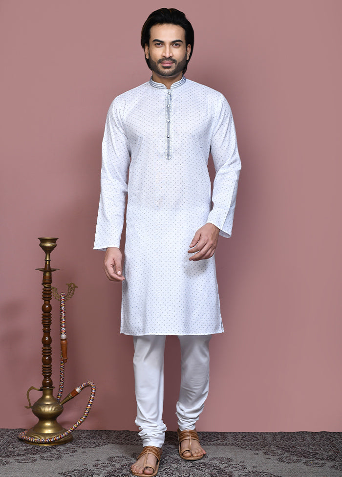 2 Pc Blue Cotton Kurta Pajama Set