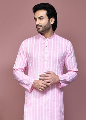 2 Pc Pink Cotton Kurta Pajama Set