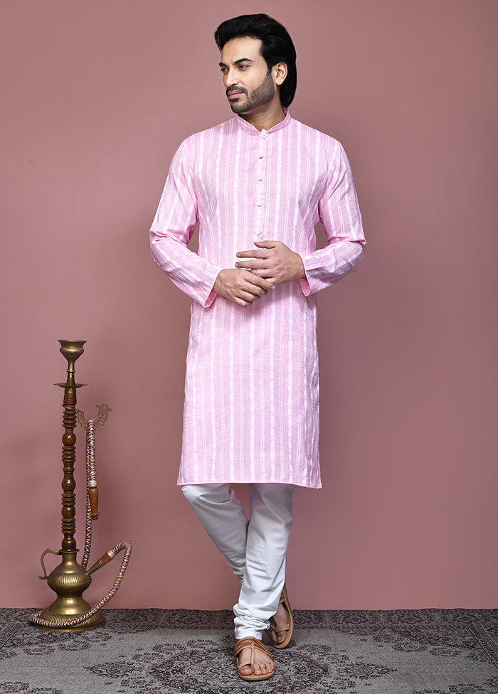 2 Pc Pink Cotton Kurta Pajama Set