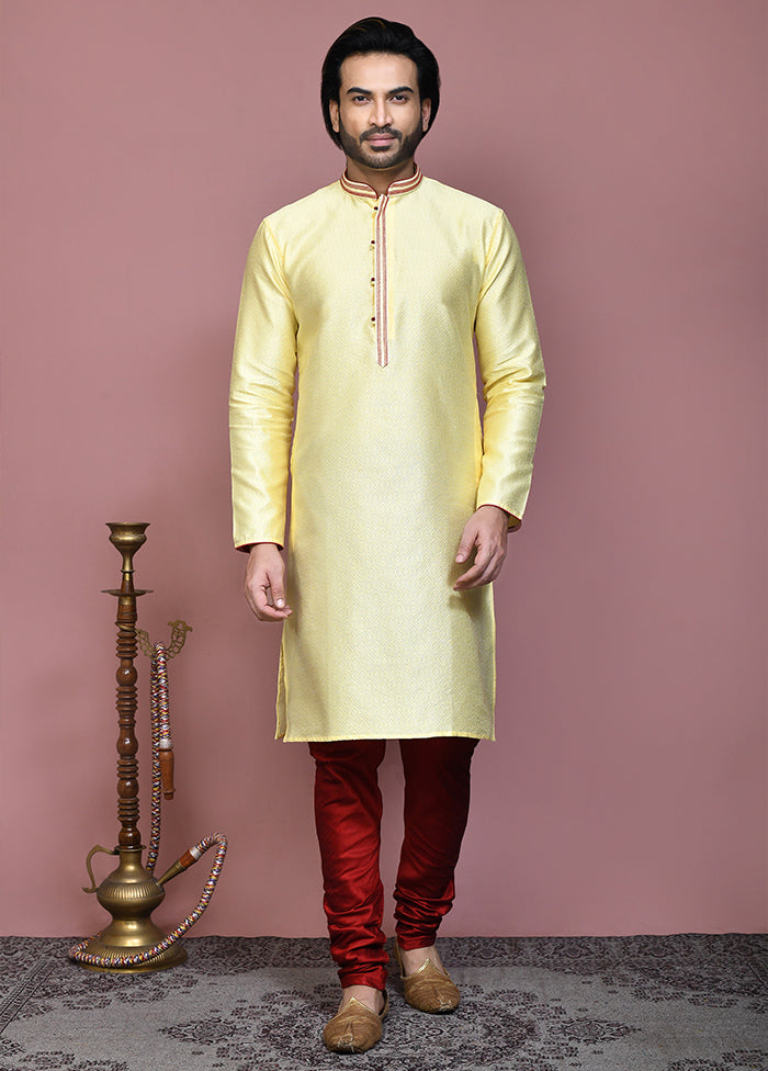 2 Pc Lemon Silk Kurta Pajama Set