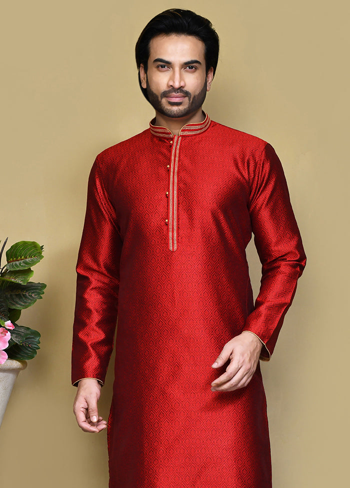 2 Pc Maroon Silk Kurta Pajama Set