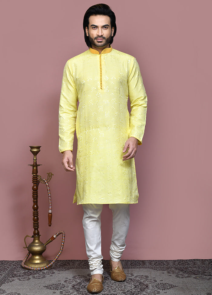 2 Pc Gold Silk Kurta Pajama Set