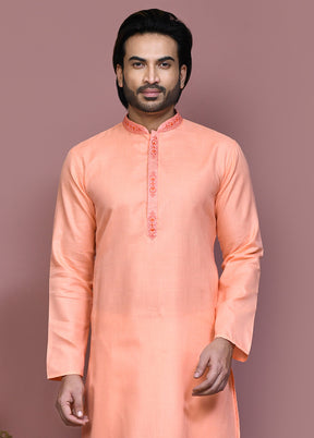 2 Pc Rust Cotton Kurta Pajama Set