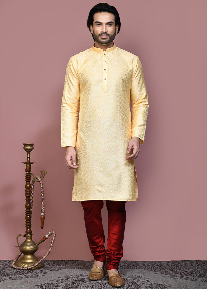 2 Pc Gold Silk Kurta Pajama Set