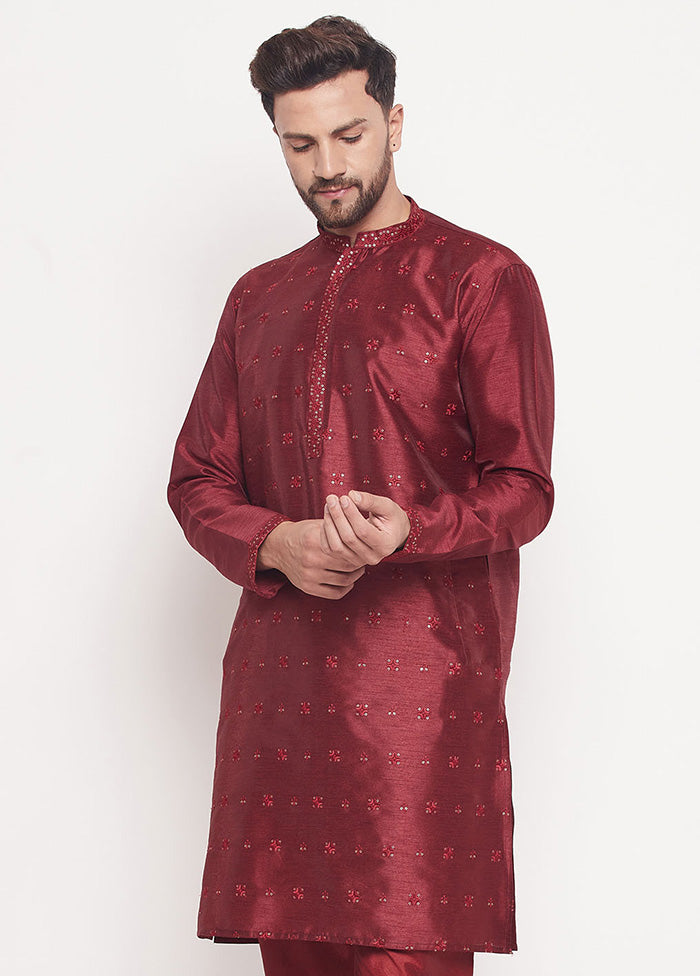 Maroon Readymade Silk Kurta VDVAS15062210 - Indian Silk House Agencies