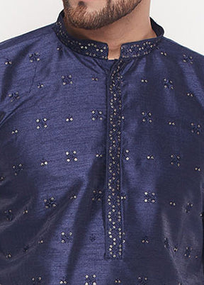 Navy Blue Readymade Silk Kurta VDVAS15062211 - Indian Silk House Agencies