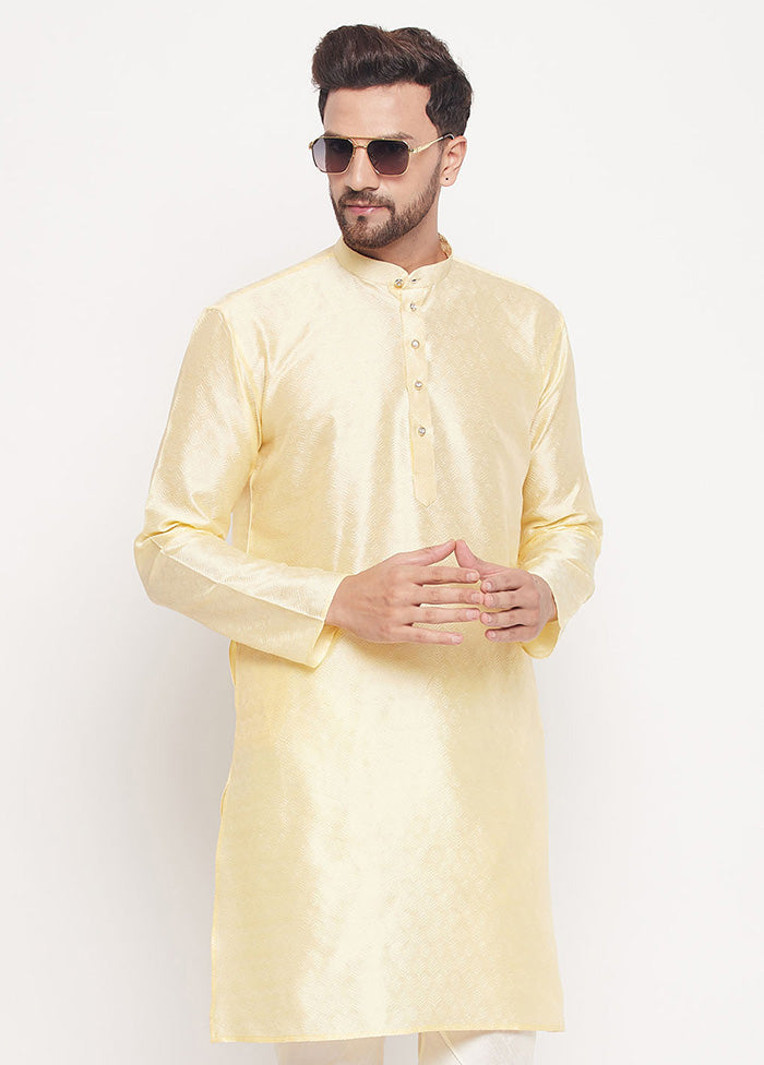 Light Yellow Readymade Silk Kurta VDVAS15062225 - Indian Silk House Agencies