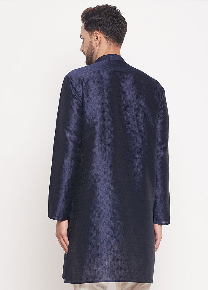 Navy Blue Readymade Silk Kurta VDVAS15062222 - Indian Silk House Agencies