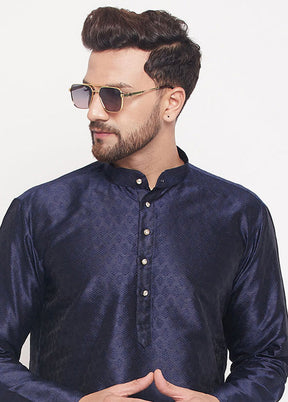 Navy Blue Readymade Silk Kurta VDVAS15062222 - Indian Silk House Agencies