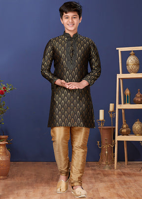 Green Jacquard Silk Kurta Pajama Set - Indian Silk House Agencies