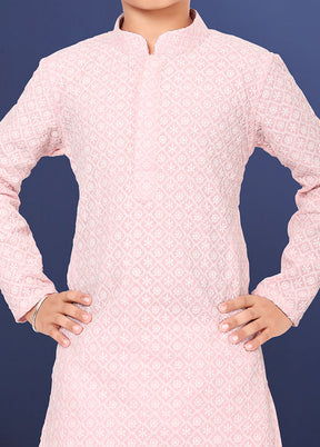 Pink Embroidered Kurta Pajama Set - Indian Silk House Agencies