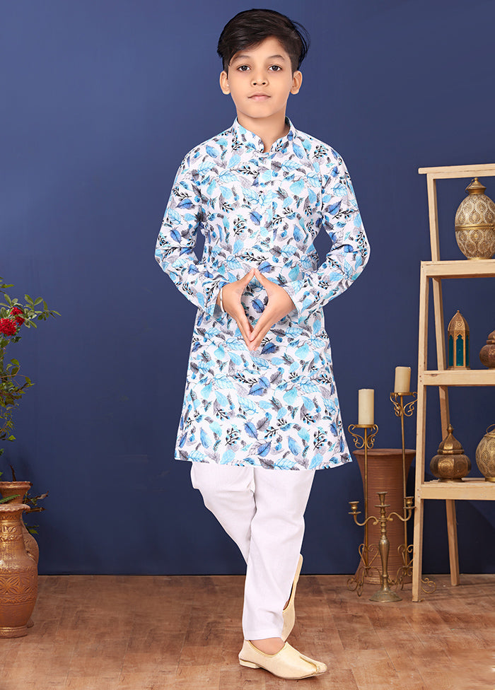 Blue Printed Kurta Pajama Set - Indian Silk House Agencies