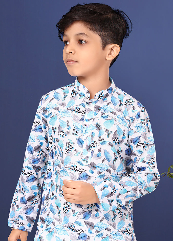 Blue Printed Kurta Pajama Set - Indian Silk House Agencies