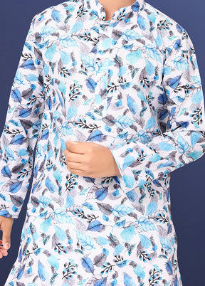 Blue Printed Kurta Pajama Set - Indian Silk House Agencies