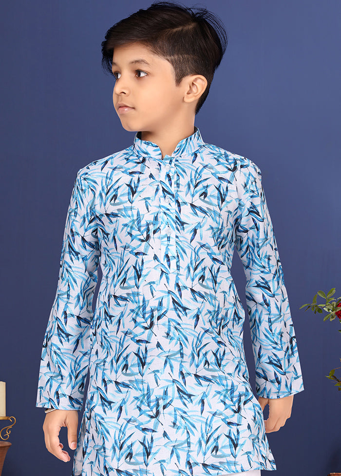 Blue Printed Kurta Pajama Set - Indian Silk House Agencies