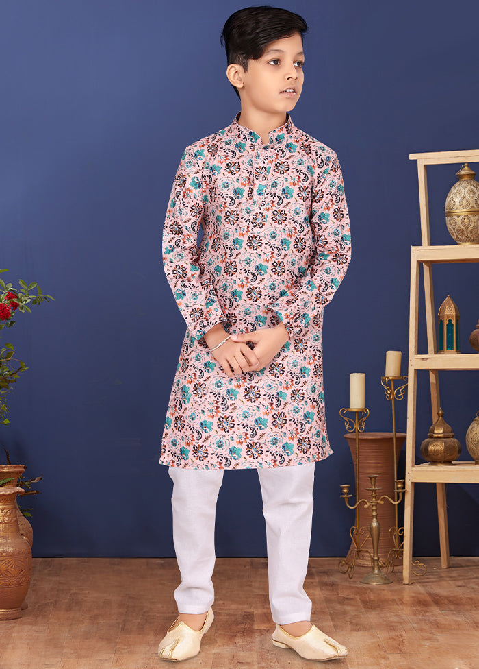 Pink Printed Kurta Pajama Set - Indian Silk House Agencies