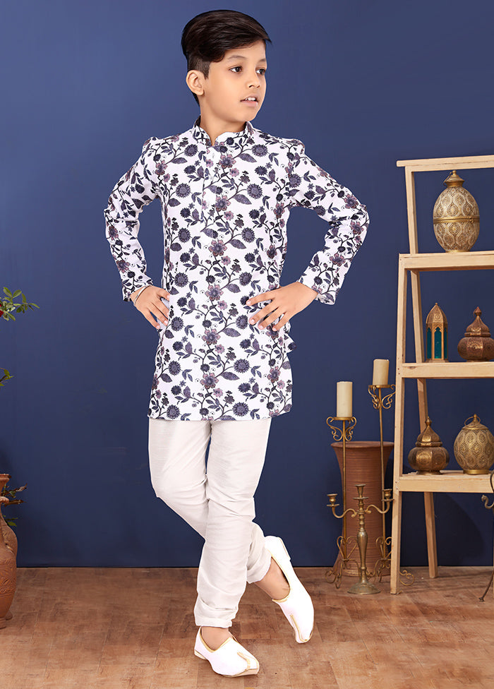 White Printed Kurta Pajama Set - Indian Silk House Agencies