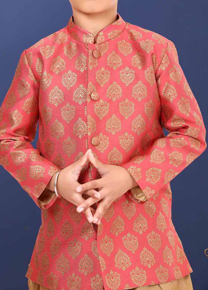 Pink Jacquard Silk Kurta Pajama Set - Indian Silk House Agencies