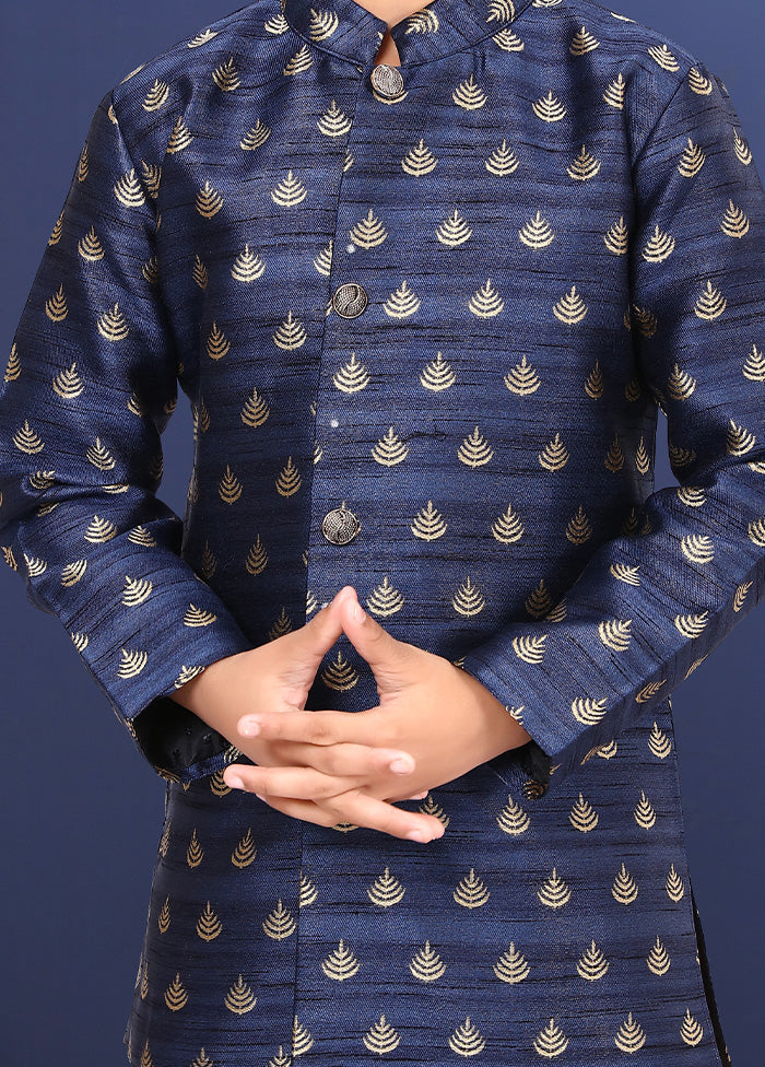 Blue Jacquard Silk Kurta Pajama Set - Indian Silk House Agencies