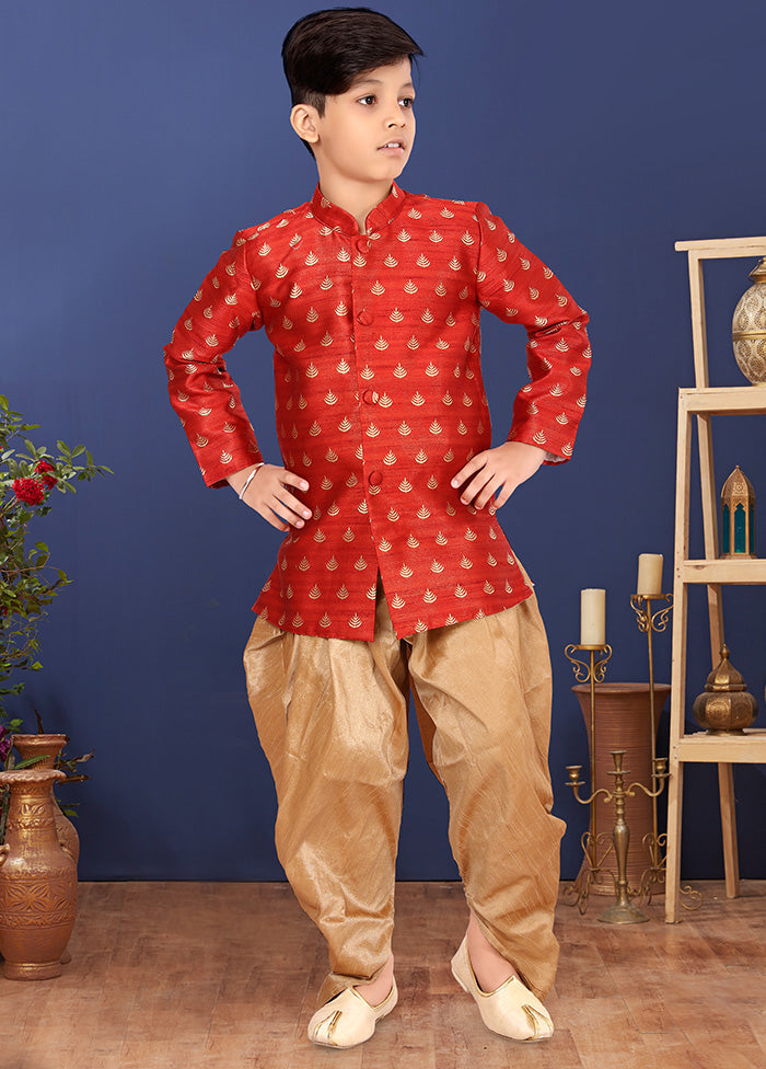 Red Jacquard Silk Kurta Pajama Set - Indian Silk House Agencies