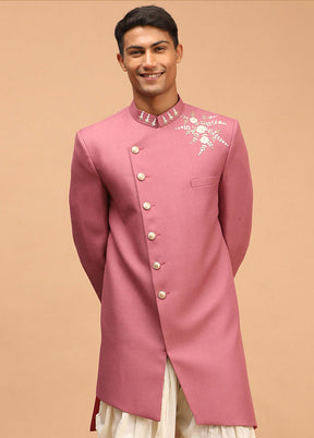 Pink Silk Sherwani Set - Indian Silk House Agencies