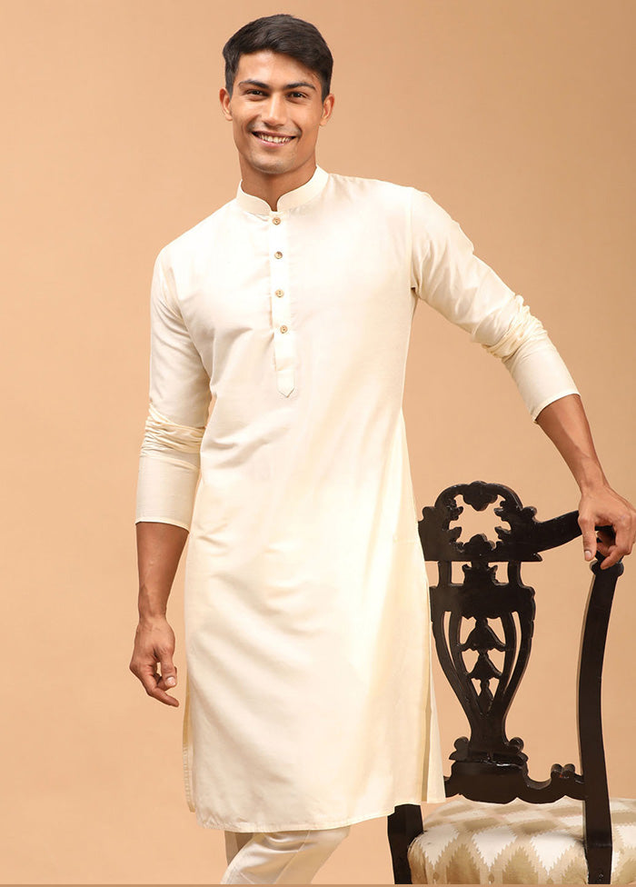 Cream Readymade Viscose Kurta VDVAS15062248 - Indian Silk House Agencies