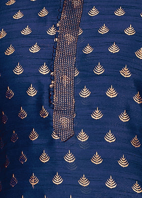 2 Pc Blue Silk Father And Son Combo Set