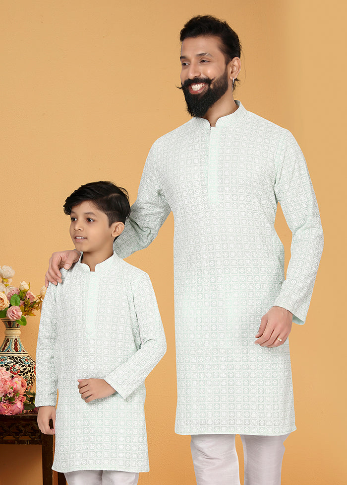 2 Pc Sky Blue Georgette Father And Son Combo Set