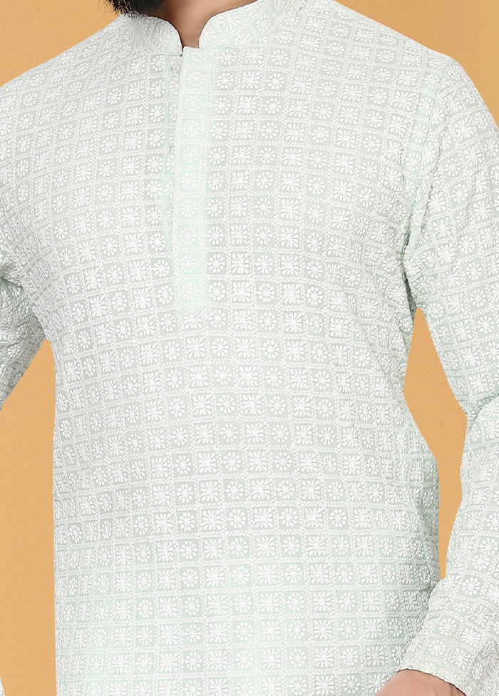 2 Pc Sky Blue Georgette Father And Son Combo Set