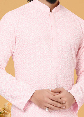 2 Pc Pink Georgette Father And Son Combo Set