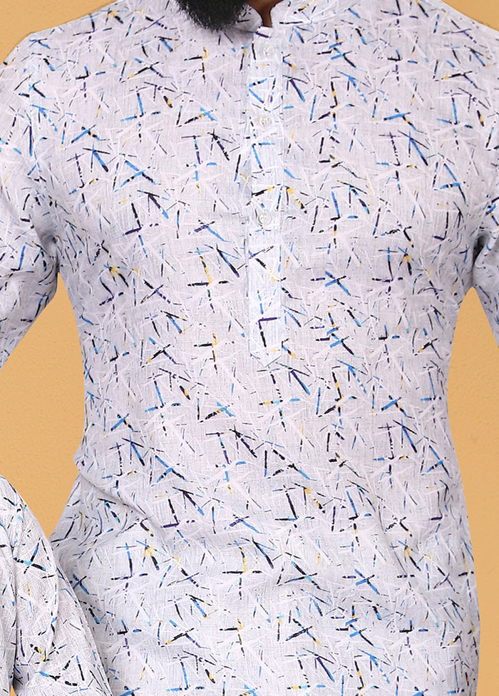 2 Pc White Cotton Father And Son Combo Set