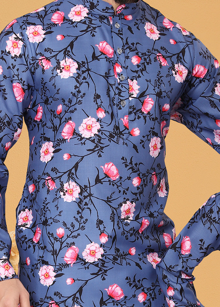 2 Pc Blue Cotton Father And Son Combo Set