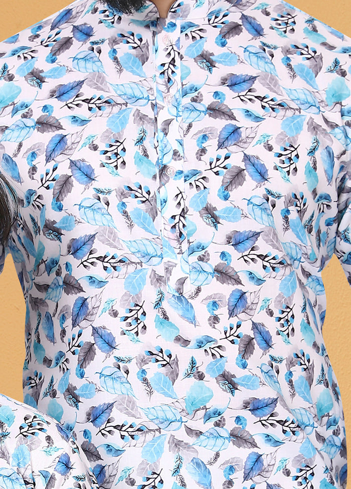 2 Pc Blue Cotton Father And Son Combo Set
