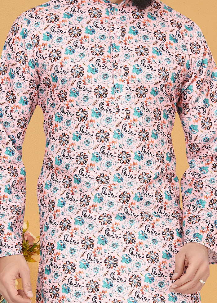 2 Pc Pink Cotton Father And Son Combo Set